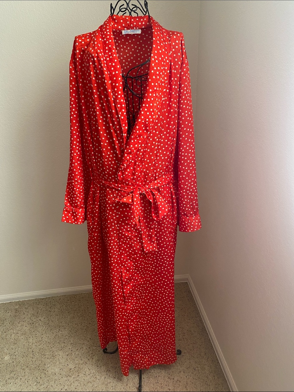 Vintage Red Polka Dot Wrap Robe with Tie Belt